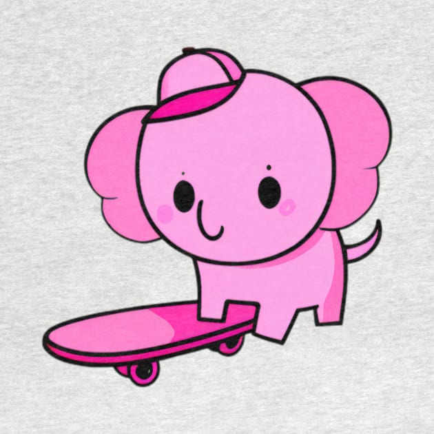 Cute Pink Elephant Skateboard by Shadowbyte91